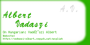 albert vadaszi business card